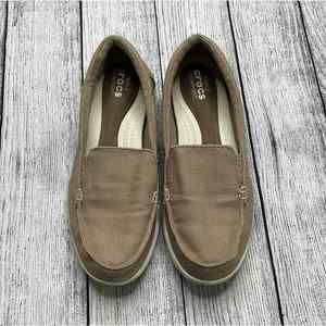 Crocs Womens Walu Loafer Tan Beige Slip On Casual Shoes Size US 7
